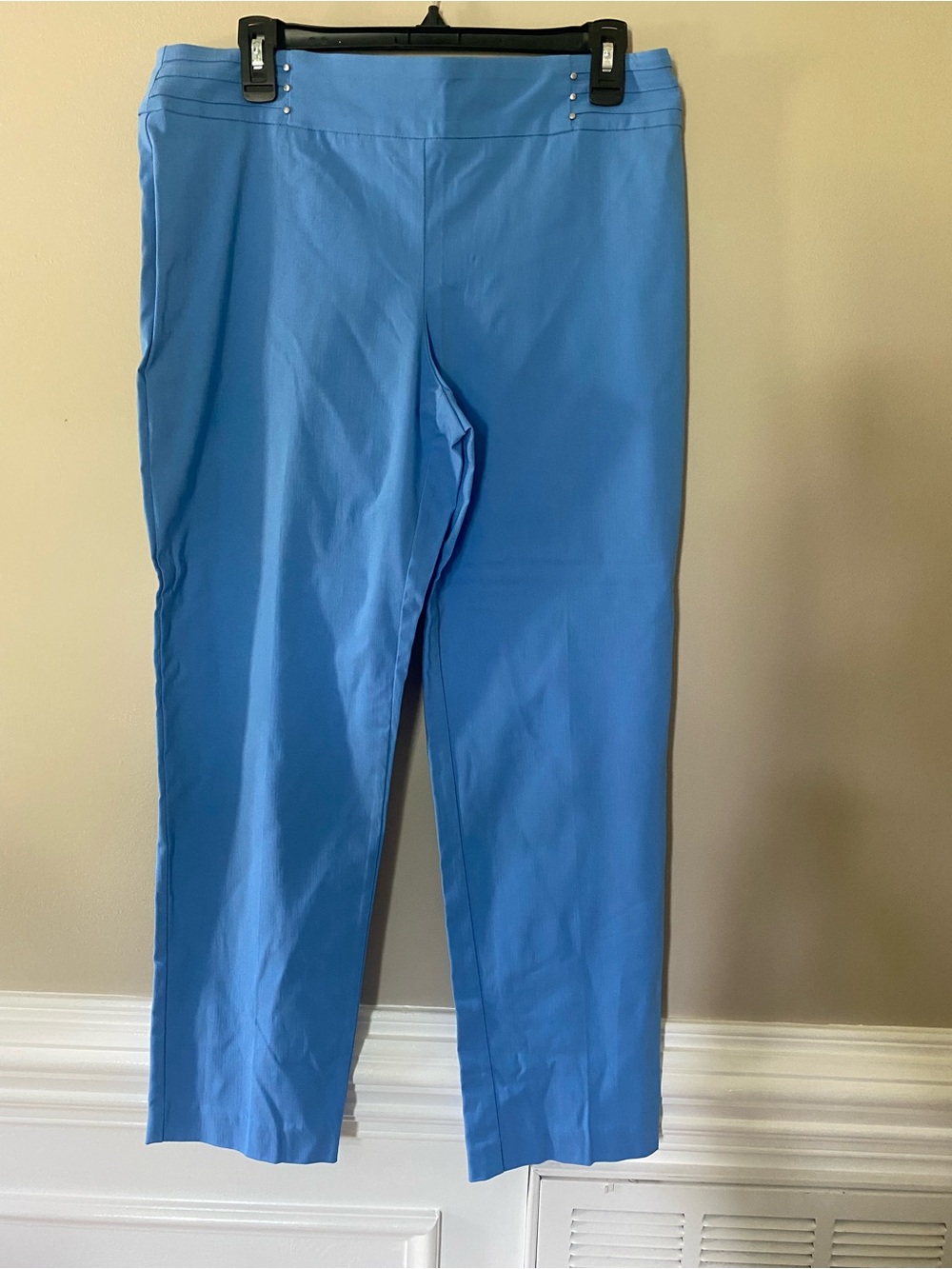 JM Collection Light Blue Stretch cropped Chinos